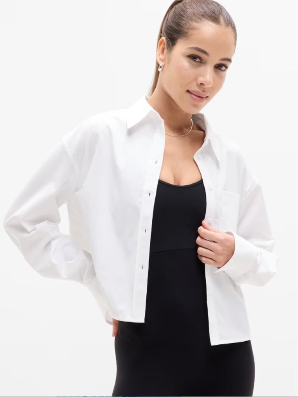 Athleta Midday Cropped Poplin Shirt